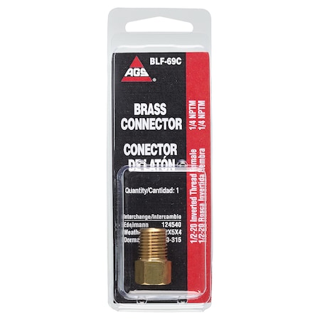 Brass Connector, Female (1/2-20 Inverted), Male (1/4-18 NPT), 1/card